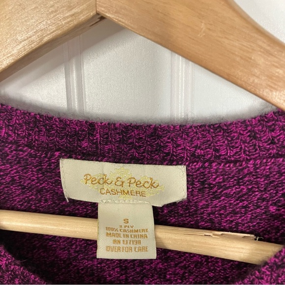 peck and peck Cashmere Sweater Small Purple Black Marled Cozy Warm Women’s - Picture 3 of 7